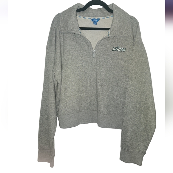 HEATHER GRAY PRINCE HALF ZIP HIP LENGTH SWEATSHIRT SZ XXL NWOT - Picture 3 of 4